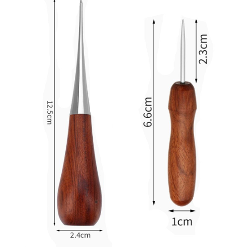 Sewing Tas - Professional Leather Wooden Handle Awl DIY