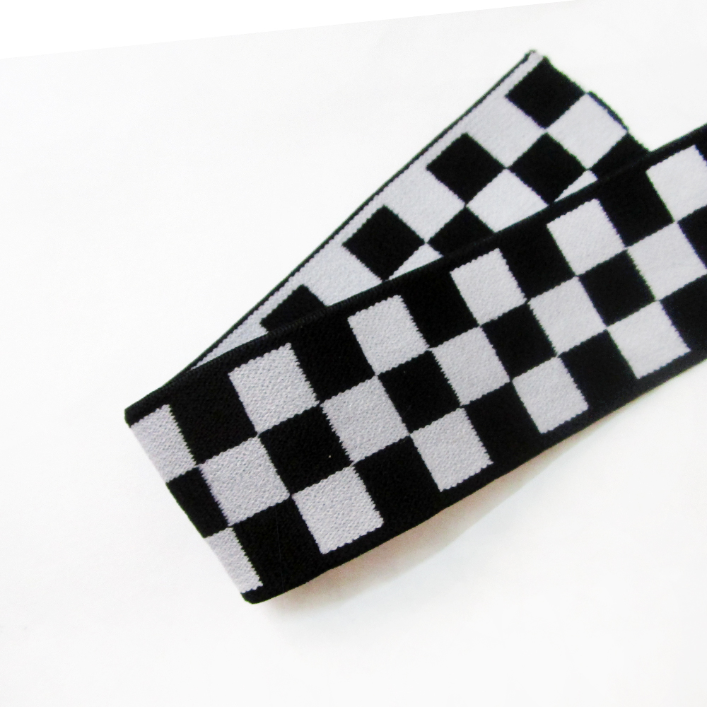 Sewing Tas - 4CM Elastic band black white checkered